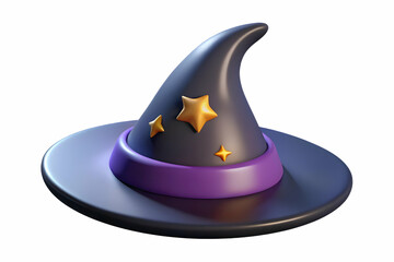 Fototapeta premium Flat Glossy Witchs Hat Background with Stars concept as A glossy background featuring a witchs hat with twinkling stars against a dark sky. The scene is perfect for Halloween party banners or witch th