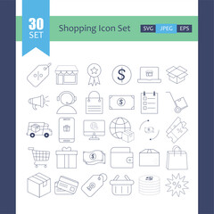 Online Shopping Line Icons Pixel perfect Editable stroke