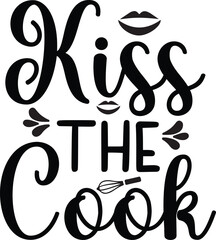 Kitchen SVG Typography Vector Design. Cooking line icon set and banner design, illustration, eps.