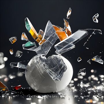 broken pieces of glass jar
