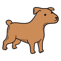 Hand drawn cartoon brown dog on white background.