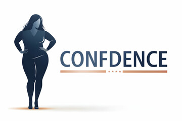 Flat Plus Size Model Silhouette Border Frame with Confidence Text concept as A border frame design featuring a sleek silhouette of a plus size model with the word Confidence at the bottom. The border 