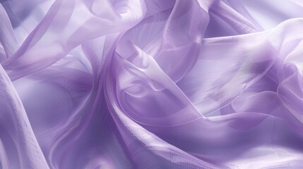 Obraz premium A flat lay of delicate organza fabric in a soft lavender, with its sheer, translucent texture catching the light