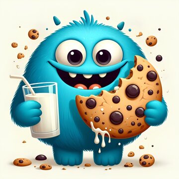 Monster with a smile cookie Generative AI