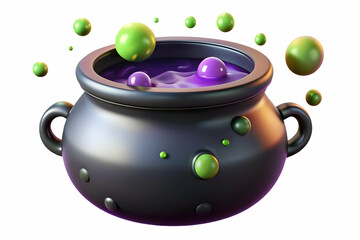 Glossy Witchs Cauldron Background with Glowing Bubbles concept as A glossy background featuring a witchs cauldron with glowing bubbles rising into the dark night. Perfect for Halloween party invitatio