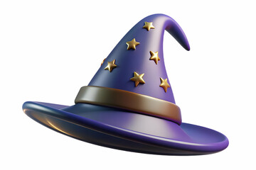 Naklejka premium Glossy Witchs Hat Background with Stars concept as A glossy background featuring a witchs hat with twinkling stars against a dark sky. The scene is perfect for Halloween party banners or witch themed 