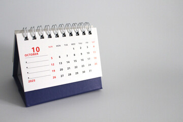 Monthly calendar template for the new year 2025 desk calendar,isolated on white background.