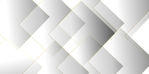 Fototapeta premium Modern luxury pattern of geometric white and gray color background, Elegant abstract background with grey lines with shadow. white paper transparent material in triangle technology and square shapes i