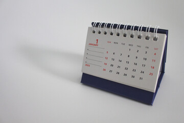 Monthly calendar template for the new year 2025 desk calendar,isolated on white background.