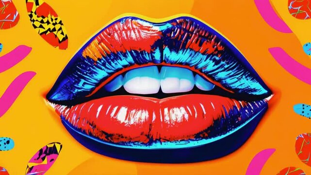 Comic-Style Animation of a Woman's Lips - 4K