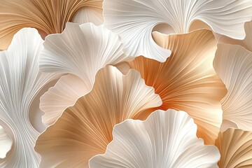 An abstract floral pattern made of ginkgo leaves