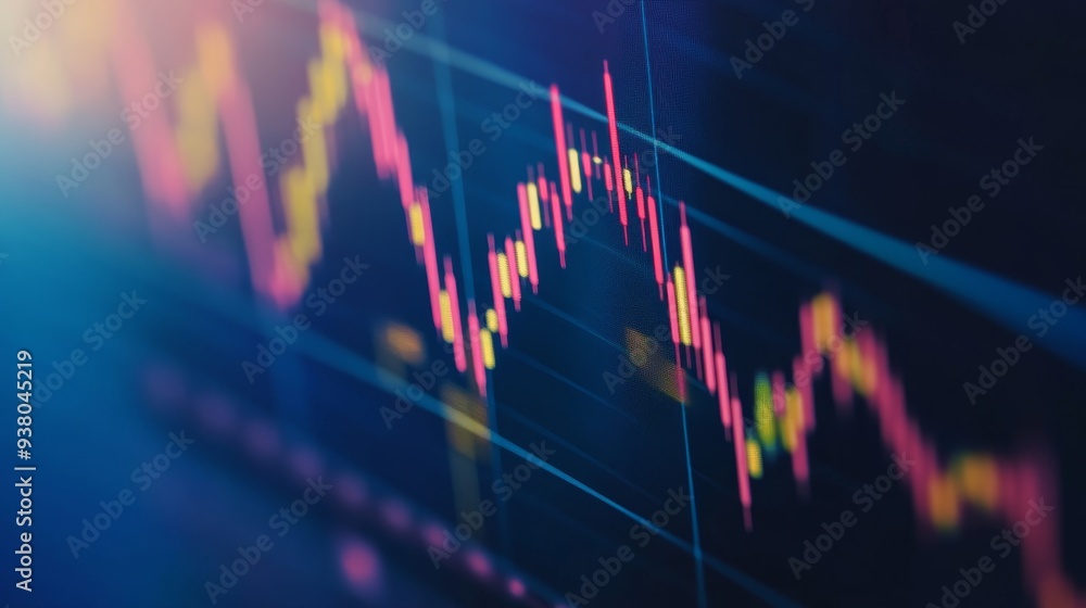 Aufkleber stock market graph fluctuations and trends - a close-up of a stock market graph displaying fluctuati