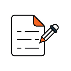 paper pencil color line icon with white background vector stock illustration