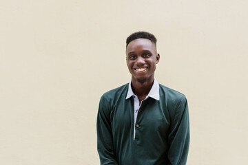 portrait of African American man with afro hair, young caribbean people in Latin America