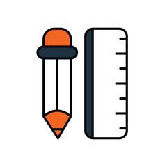 pencil color line icon with white background vector stock illustration