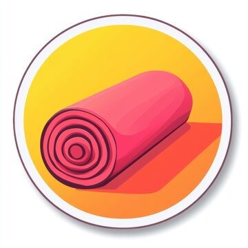 recommend clip art: Sticker of a yoga mat in circle shape, flat vector illustration, on white background, digital sticker, clipart, icon