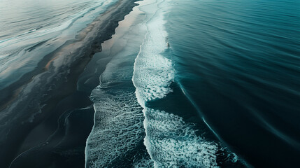 Aerial shot of waves breaking on sand bank