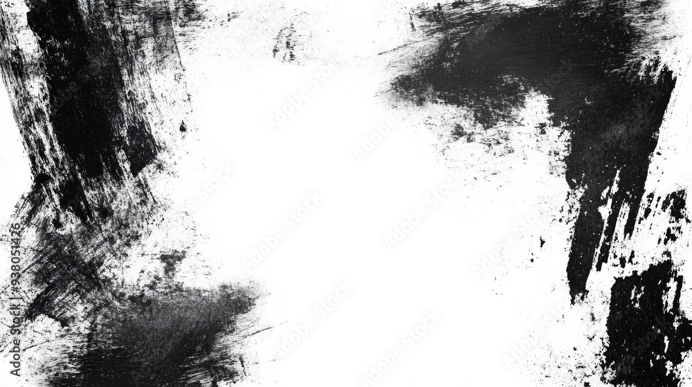 Poster abstract black ink splatter on white background - black ink splatter creates an abstract texture on 