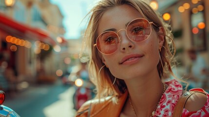 Joyful Young Couple Riding Electric Scooter in the City During Vacation