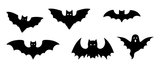 Fototapeta premium Halloween bat silhouette black filled vector Illustration icon