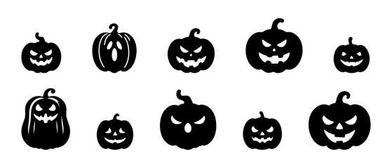 Halloween pumpkin silhouette black filled vector Illustration icon