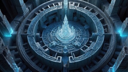 Fototapeta premium A mysterious crystal labyrinth shrouded landscape