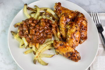 chicken wings with chili fries