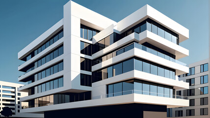 Modern building with large windows in an urban daylight setting