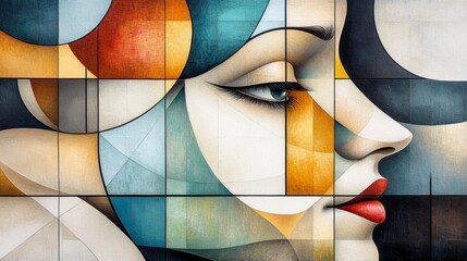 Fototapeta premium Abstract Geometric Portrait of Woman's Face