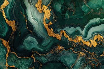 Obraz premium Processed collage of emerald green and gold marble texture. Background for banner, backdrop or texture for 3D mapping , ai