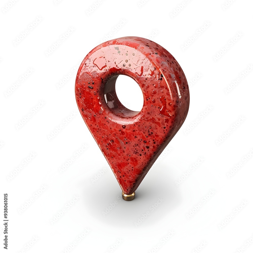 Poster detailed 3d red textured map marker icon representing location or navigation concept on white backgr