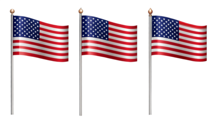 Set of American flag isolate on transparency background PNG

