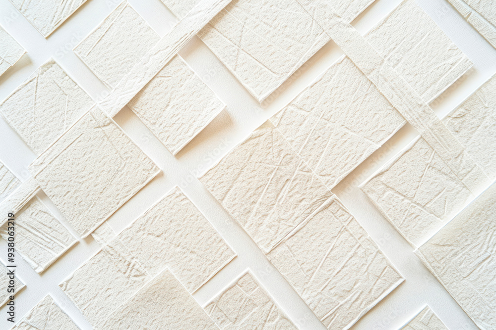 Poster minimalist greeting cards with geometric embossed patterns on textured paper texture.