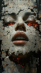 Cracked Face: A Surrealist Exploration of Inner Turmoil