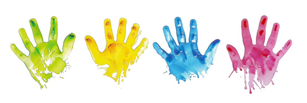 Set of colorful hand print isolate on Transparency Background