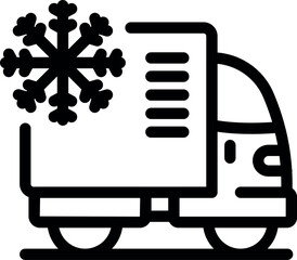 Refrigerated truck is transporting frozen products, ensuring the integrity of the cold chain during delivery