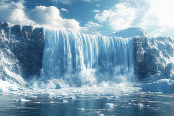 Glacial icebergs of Antarctica. Melting glaciers. Global warming