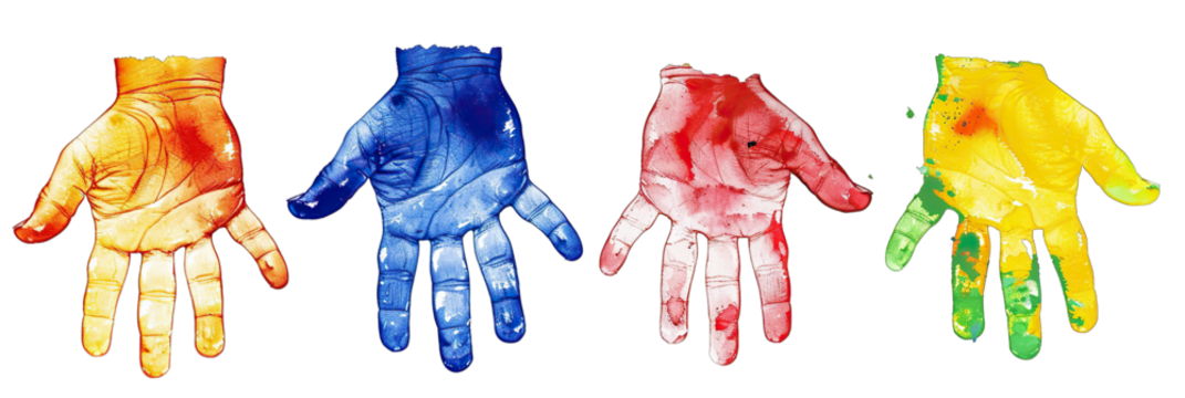 Set of colorful hand print isolate on Transparency Background
