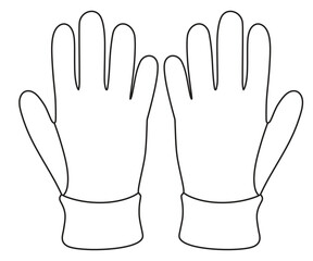 Obraz premium Gloves cad mockup set black outline. Vector illustration.