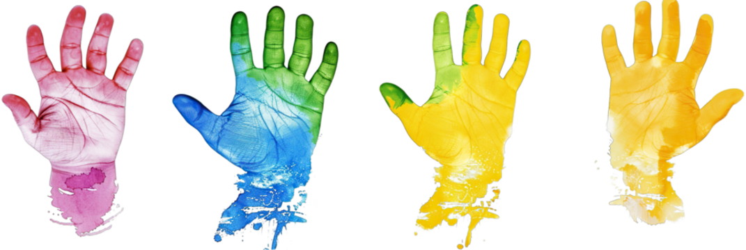 Set of colorful hand print isolate on Transparency Background