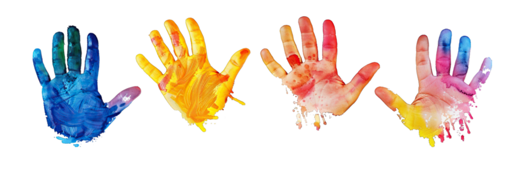 Set of colorful hand print isolate on Transparency Background