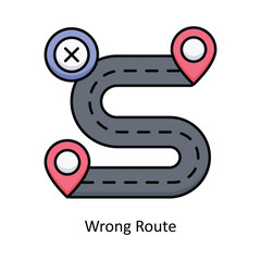 Wrong Route filled outline icon style illustration. EPS 10 File