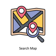 Search Map filled outline icon style illustration. EPS 10 File