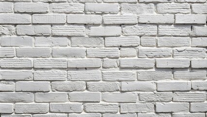 Fototapeta premium White Painted Brick Wall With Exposed Mortar Joints, Creating A Textured And Weathered Look