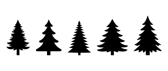 Obraz premium Beautiful Christmas tree silhouette black filled vector Illustration icon