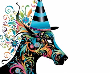 Ultra-detailed textures and bold, dynamic lines create an intricate	whimsically charming adorned with a party hat, showcasing a delightful sense of humor in a festive environment

