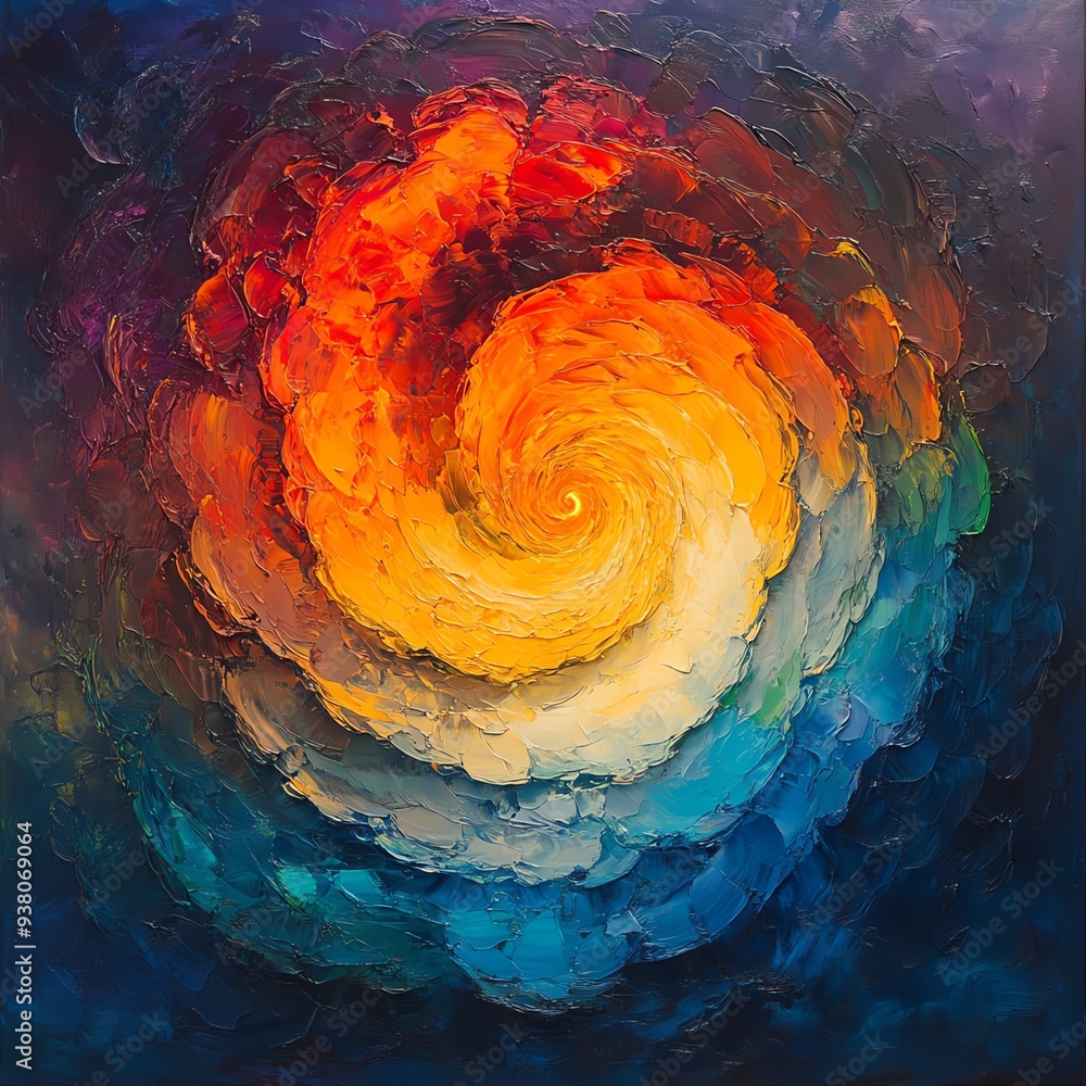 Poster an abstract representation of a mind vortex, with dynamic, spiraling shapes and vibrant, intense col