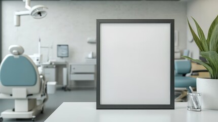 A clean and professional frame mockup in a modern doctors office