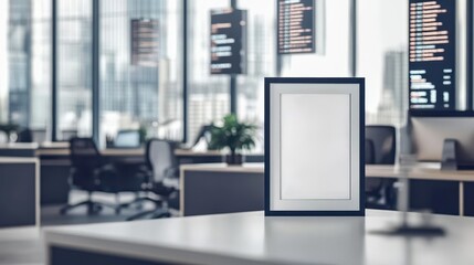 A frame mockup in a highend investment firms office