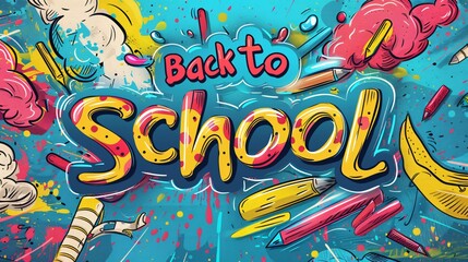 Back to school lettering on colorful background